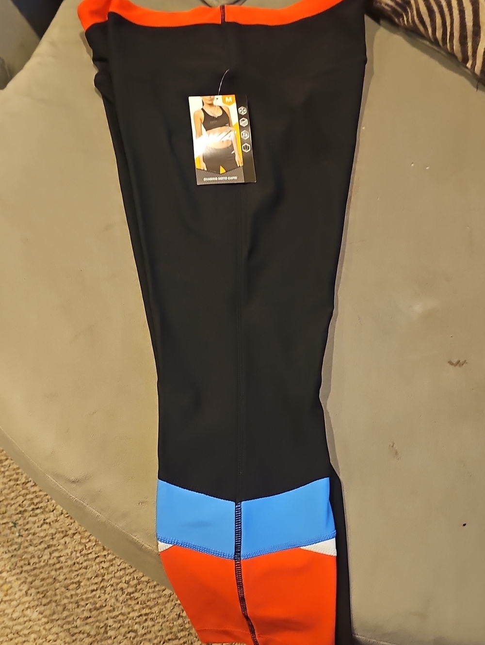 Women's Colorblock Swim Leggings - Black with Blue & Orange